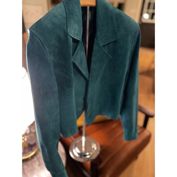 VINTAGE Suede Renditions by Sandi Blue Leather Jacket Fits Like Women's L 80's - Picture 8 of 8